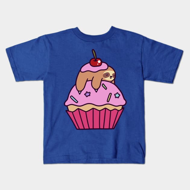 Cupcake Sloth Kids T-Shirt by saradaboru